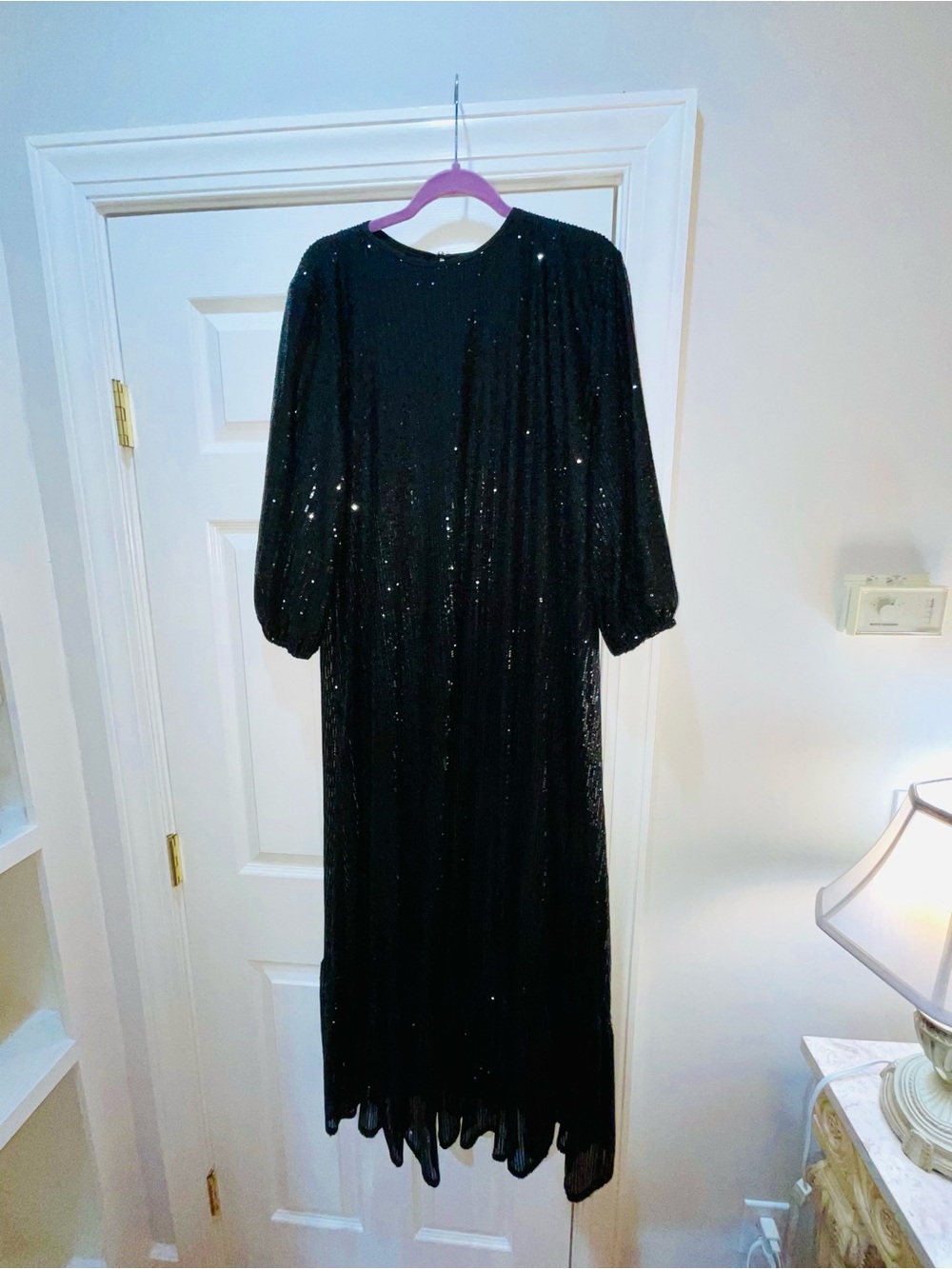 Black Sequin Long Sleeve Evening Dress - Picture 7 of 12